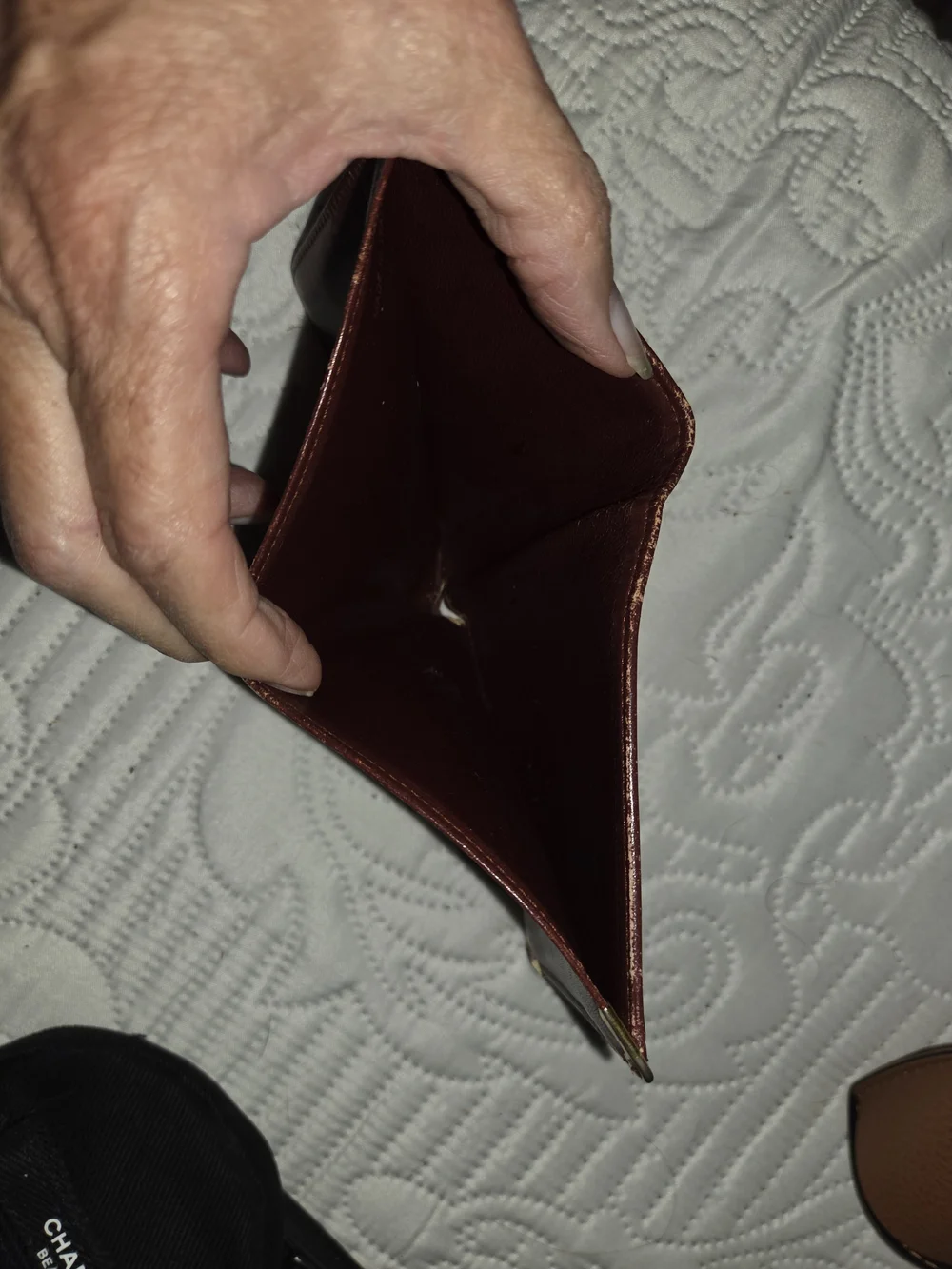 Cartier Burgundy Leather Wallet with Gold Corners
